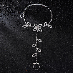 Лист Сплав кристалл горный хрусталь звено цепи кольцо палец ноги браслеты на щиколотку, платина, лист, 12-1/4 дюйм (310 мм)