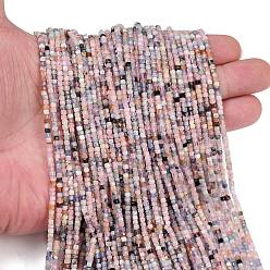Морганит Природные морганит нитей бисера, граненые настольные бусины в форме куба, 2x2x2 мм, отверстие : 0.5 мм, около 190~195 шт / нитка, 14.96~15.39 дюйм (38~39.1 см)