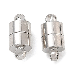 Platinum Brass Magnetic Clasp with Loop, Column, Rack Plating, Long-Lasting Plated, Lead Free & Cadmium Free, Platinum, 13x6mm, Hole: 2mm