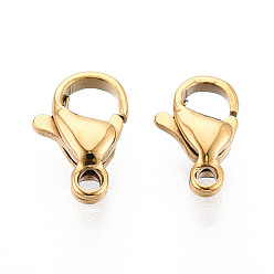 Настоящее золото 18K 304 нержавеющая сталь застежка когтя омара, ионное покрытие (ip), реальный 18 k позолоченный, 9.3x5.8x3.2 мм, отверстие : 1.2 мм