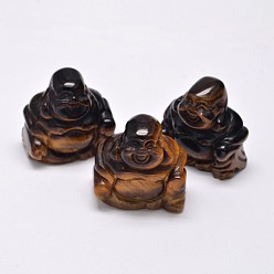 Tiger Eye Buddha Tiger Eye Gemstone Home Display Decorations, 36~38x36~37x15~20mm