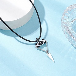 Желтый Ожерелья с подвесками в виде конуса и пирамиды из сплава с бисером цилиндрической формы от сглаза, ожерелья из черного вощеного хлопкового шнура, платина, желтые, 17.64 дюйм (44.8 см)