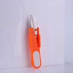 Оранжевый Ножницы из нержавеющей стали, ремесленные ножницы, с пластиковыми ручками и крышкой, для рукоделия, шитье, оранжевые, 118 мм