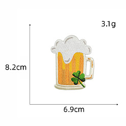Drink Компьютерная вышивка на ткани ко Дню святого Патрика, утюжить/пришивать заплатки, аппликация, пиво, 82x39 мм