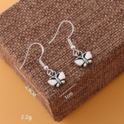 Бабочка Серьги-подвески из латуни и сплава, античное серебро, бабочка, 29x10 мм