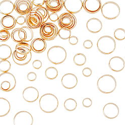Настоящее золото 14K 80шт 4 стили латунная рамка для бусин, долговечный, пончик, реальный 14 k позолоченный, 5.8~11.5x2.3~2.8 мм, отверстие : 1~1.2 мм, внутренний диаметр: 4.4~10.5 мм, 20 шт / стиль