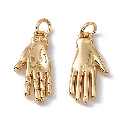 Настоящее золото 18K Латунные подвески, с целью перехода в кольце, без кадмия, без никеля и без свинца, стойки покрытие, рука, реальный 18 k позолоченный, 20x9.5x2.5 мм, отверстие : 3 мм