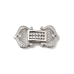 Платина Застежки для часов из латуни с микропаве из прозрачного кубического циркония, долговечный, без кадмия и без свинца, прямоугольные, платина, 14.5x31x5 мм, отверстие : 0.5~1.5x2~3.5 мм