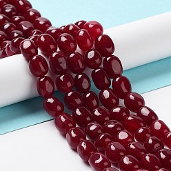 Dark Red Natural Jade Beads Strands, Dyed, Nuggets, Tumbled Stone, Dark Red, 9.5~11.5x8~8.5x7~8mm, Hole: 1mm, about 34~38pcs/strand, 14.76~15.16''(37.5~38.5cm)