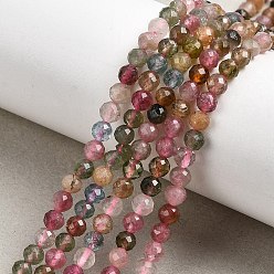 Турмалин Нити из натуральных разноцветных турмалиновых бусин, граненые, круглые, 4 мм, отверстие : 0.7 мм, около 101 шт / нитка, 15.35'' (39 см)