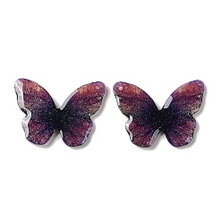 Purple Trsnaprent Epoxy Resin Pendants, Butterfly Charms, with Glitter Powder, Purple, 22x29.5x3mm, Hole: 1.2mm