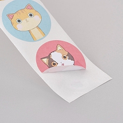 Cat Shape Christmas Tag Stickers, 8 Different Designs, Self-Adhesive Paper Gift Tag Stickers, for Party, Decorative Presents, Cat Pattern, 24.5mm, 500pcs/roll