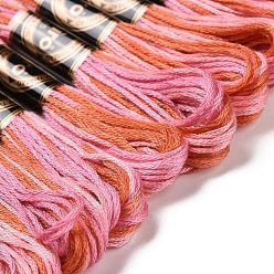 Dark Salmon 10 Skeins 6-Ply Polyester Embroidery Floss, Cross Stitch Threads, Segment Dyed, Dark Salmon, 0.5mm, about 8.75 Yards(8m)/skein