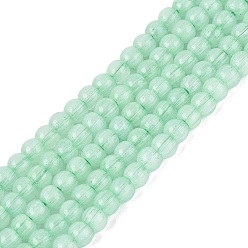 Aigue-marine Colliers de perles en verre imitation œil de chat, ronde, aigue-marine, 4~4.5mm, Trou: 1~1.2mm, Environ 110~112 pcs/chapelet, 14.96~15.16 pouce (38~38.5 cm)