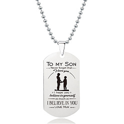 Нержавеющая Сталь Цвет 201 подвеска из нержавеющей стали для моего сына в виде армейского жетона, цепочка с шариками, цвет нержавеющей стали, 23.62 дюйм (60 см)