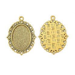 Античное Золото Сеттинги для кабошонов или кулона, сплав, тибетский стиль , овальные, без кадмия и без свинца, античное золото , лоток : 25x18 мм, 40x30x1.5 мм, Отверстие : 2 мм , около 280 шт / 1000 г