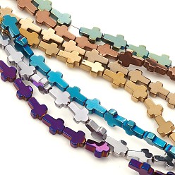 (52) Непрозрачная лаванда Нити немагнитных синтетических гематитовых бусин с вакуумным покрытием pvd, крестик, разноцветные, 6.5x4.5x1.5 мм, отверстие : 0.7 мм, около 65 шт / нитка, 16.14 дюйм (41 см)