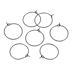 Черный 316 l хирургические серьги-кольца из нержавеющей стали, Подвески для винных бокалов, фурнитура, ионное напыление (IP), электрофорез черный, 21x0.7 мм, 21 датчик