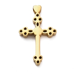 Золотой 304 подвески из нержавеющей стали, крестик, ионное покрытие (ip), золотые, 31x19x4 мм, отверстие : 3 мм