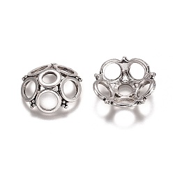 Античное Серебро Тибетском стиле сплав шарик крышки, 5-лепесток, античное серебро, 25.5~26x7 мм, отверстие : 6 мм