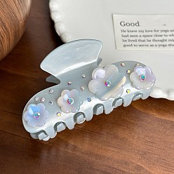 Светлый Стально-синий Заколки для волос в форме когтей из ацетата целлюлозы с цветами, аксессуары для волос для женщин и девочек, светло-стальной синий, 86 мм