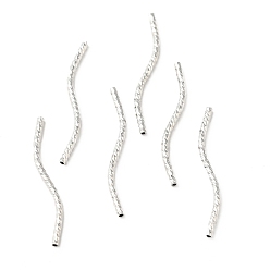 Платина Латунная изогнутая трубчатая бусина с покрытием стойки, без кадмия и без свинца, долговечный, платина, 30x1.5 мм, отверстие : 0.9 мм