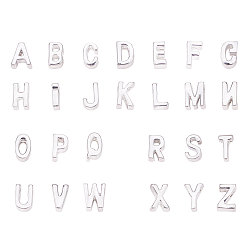 Платина Сплавочные бусины, Начальная буква, платина, 9.5~10.5x3.5~10x3.5~4 мм, отверстие : 1.5~2 мм