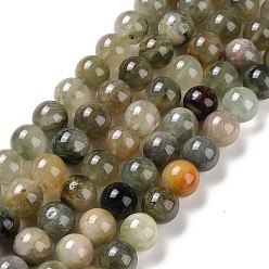 Rutilated Кварц Естественный зеленый Rutilated кварцевые нити бисера, круглые, 10 мм, отверстие : 1~1.6 мм, около 39 шт / нитка, 15.24~15.51'' (38.7~39.4 см)