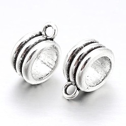 Antique Silver Rondelle Bail Beads Alloy Tube Bails, Loop Bails, Antique Silver, 13x10x6mm, Hole: 1mm, Inner Diameter: 7mm