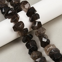 Дымчатый Кварц Природный дымчатый кварц нитей бисера, граненые, самородки, 12~13x16~19x12~14 мм, отверстие : 0.9 мм, около 29~31 шт / нитка, 14.37~15.28'' (36.5~38.8 см)