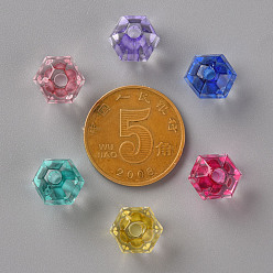 Mixed Color Transparent Acrylic Beads, Round, Faceted, Mixed Color, 9.5x10x9mm, Hole: 2mm, about 1000pcs/500g