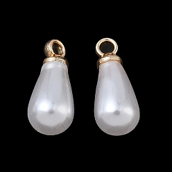 Золотой Подвески из АБС-пластика с жемчугом, слеза, с петлей из сплава, золотые, 13.5x6 мм, отверстие : 1.6 мм