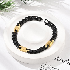 Черный 304 браслеты из кубинских цепей из нержавеющей стали для женщин и мужчин, ионное покрытие (ip), чёрные, 8-1/4 дюйм (20.9 см)