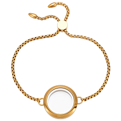 Золотой Браслеты-слайдеры из нержавеющей стали, с медальонами-амулетами, плоско-круглые, золотые, 11 дюйм (28 см)