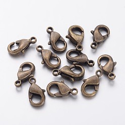 Antique Bronze Brass Lobster Claw Clasps, Parrot Trigger Clasps, Cadmium Free & Nickel Free & Lead Free, Antique Bronze, 19x10x4mm, Hole: 2mm