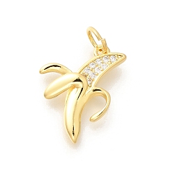 Настоящее золото 18K Латунные микропаве прозрачные подвески с фианитом, с целью перехода в кольце, долговечный, без свинца и без кадмия, фруктовые прелести, реальный 18 k позолоченный, 16.5x12.5x3 мм, отверстие : 3.5 мм