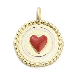 Настоящее золото 18K Латунь эмаль подвески, сердце, долговечный, стойки покрытие, без свинца и без кадмия, ионное покрытие (ip), с целью перехода в кольце, реальный 18 k позолоченный, 18.5x15.5x4.5 мм, отверстие : 1.8 мм