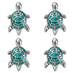 Green 4Pcs Turtle Brass Enamel Lapel Pin Backs for Backpack Clothes, Green, 25x17mm