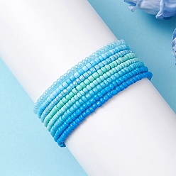 (52) Непрозрачная лаванда 8шт. стеклянные бусины эластичные браслеты для женщин, круглые, градиент цвета, разноцветные, бусина : 3~3.5 mm, внутренний диаметр: 2.28~2.32 дюйм (5.8~5.9 см)