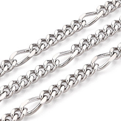 Платина Латунь Figaro цепи, несварные, с катушкой, платина, 14.5x7x2 мм, около 32.81 футов (10 м) / рулон