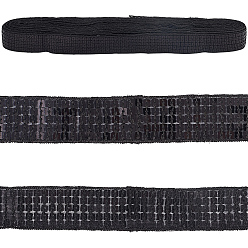 Черный Полиэстер с ПВХ-пайетками, кружевная лента, аксессуары, чёрные, 25x0.5 мм