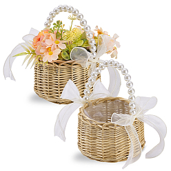 Бежевый Пластиковые цветочные корзины с ручкой, корзины для хранения, бежевые, 135x185 мм