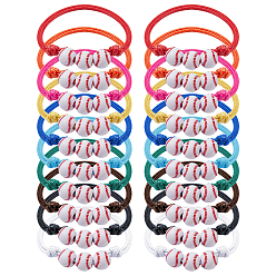 (52) Непрозрачная лаванда 20шт. 10 цветов регулируемые браслеты из полиэстерного шнура с ползунком, Браслеты из акриловых бусин для мужчин и женщин, бейсбол, разноцветные, внутренний диаметр: 2 дюйм (5.05 см) ~ 3-3/8 дюйм (8.45 см), 2 шт / цвет