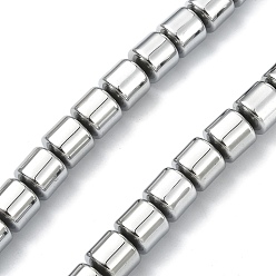 Platinum Plated Electroplated Synthetic Non-magnetic Hematite Beads Strands, Long-Lasting Plated, Coloum, Platinum Plated, 12~13x12~13mm, Hole: 0.8~0.9mm, about 33pcs/strand, 15.71~15.79 inch(39.9~40.1cm)