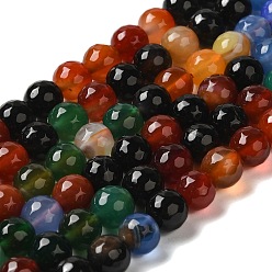 (52) Непрозрачная лаванда Нити окрашенных и нагретых бусин из натурального агата, граненые, круглые, разноцветные, 8 мм, отверстие : 1.2 мм, около 48 шт / нитка, 15.12'' (38.4 см)