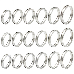 Нержавеющая Сталь Цвет 18 шт. 6 стили 201 нержавеющая сталь рифленые кольца для пальцев, кольцевой сердечник, для изготовления инкрустации, цвет нержавеющей стали, 4 мм, внутренний диаметр: 17~22 мм, 3 шт / стиль