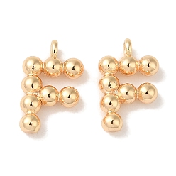 Настоящее золото 18K Латунные подвески, без кадмия, без никеля и без свинца, письмо амулеты, реальный 18 k позолоченный, 13x7x2 мм, отверстие : 1 мм