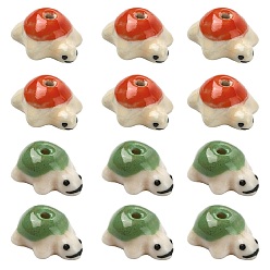 (52) Непрозрачная лаванда 12 шт. 2 цвета, бусины из яркого глазурованного фарфора ручной работы, черепаха, разноцветные, 20~21x13~14x9~10 мм, отверстие : 1.5~3 мм, 6 шт / цвет