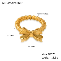 Золотой Палец кольца из нержавеющей стали, бантом, для женщин, золотые, размер США 7 (17.3 мм)