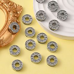 Letter O Alloy Initial Slide Charms with Grade A Rhinestones, Lead Free & Nickel Free, Platinum, Letter.O, 12~13x8~13x4~5mm, Hole: 8x2mm